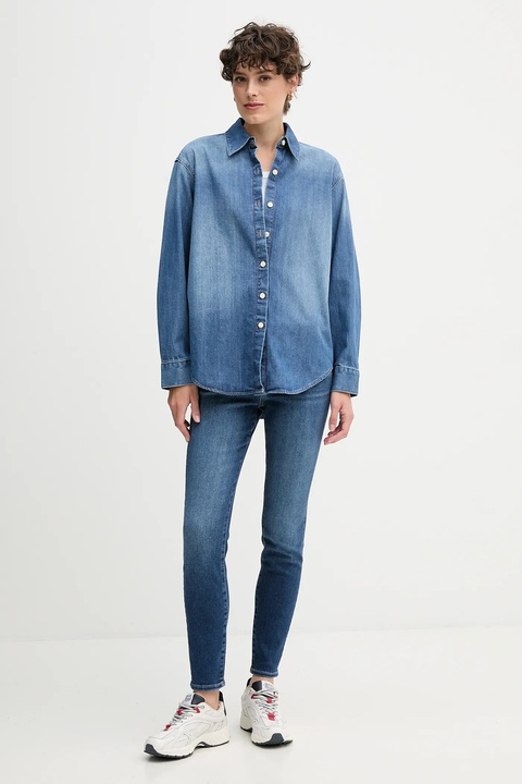 Calvin Klein Jeans koszula jeansowa damska kolor niebieski relaxed z kołnierzykiem klasycznym LV047D758G - zdjęcie produktu nr 2