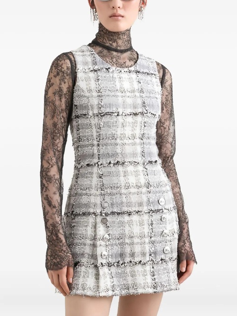 Dolce & Gabbana checked-pattern tweed button-detail mini dress - Grey - zdjęcie produktu nr 1
