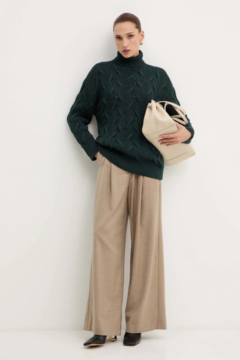 Armani Exchange sweter damski kolor zielony lekki z golfem XW000780 AF16638 - zdjęcie produktu nr 2