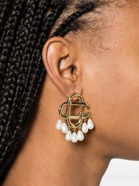 Casablanca pearl logo earrings - Gold - zdjęcie produktu nr 1