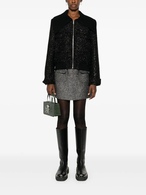 Self-Portrait bouclé bomber jacket - Black - zdjęcie produktu nr 2