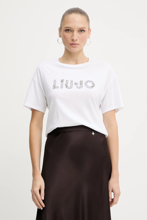 Liu Jo t-shirt bawełniany damski kolor biały MF5347 JS923 - zdjęcie produktu nr 1