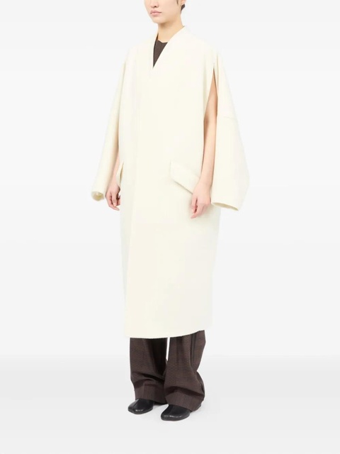 MM6 Maison Margiela asymmetric zip-front coat - White - zdjęcie produktu nr 2