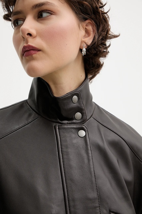 Rag & Bone kurtka skórzana kolor brązowy przejściowa oversize WAW25P2000LT00 - zdjęcie produktu nr 2