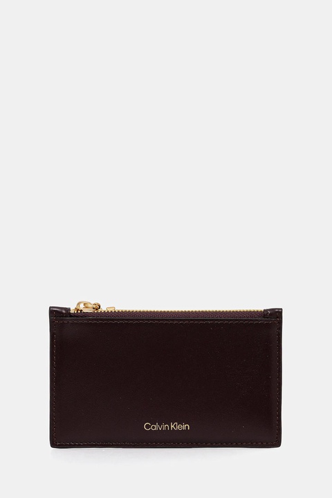Calvin Klein portfel skórzany damski kolor bordowy LV04F1076G - zdjęcie produktu nr 1