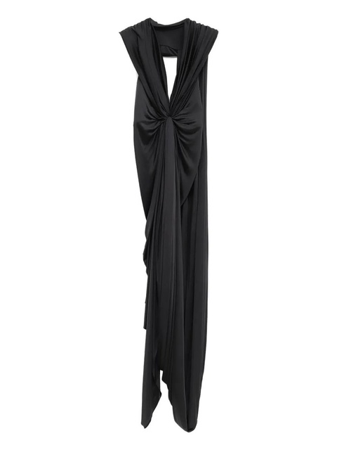 LOEWE knotted-detail draped-design dress - Black - zdjęcie produktu nr 2