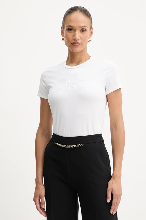 Elisabetta Franchi t-shirt bawełniany damski kolor biały MA00756E2 - zdjęcie produktu nr 1