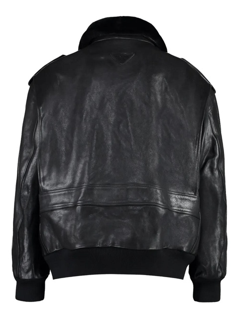 Prada leather bomber jacket - Black - zdjęcie produktu nr 2