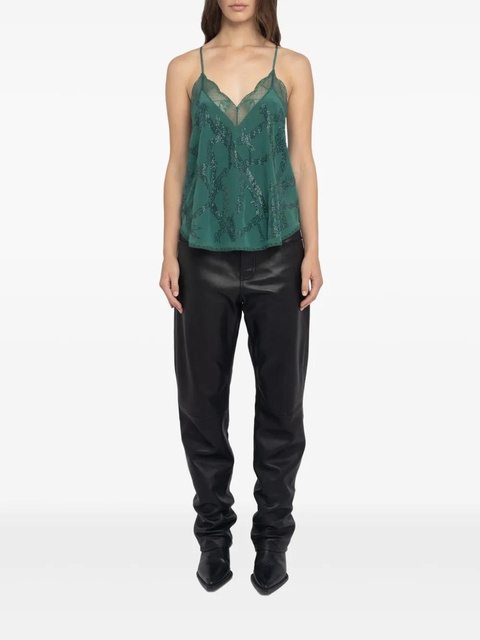 Zadig&Voltaire lace-trimmed top - Green - zdjęcie produktu nr 1