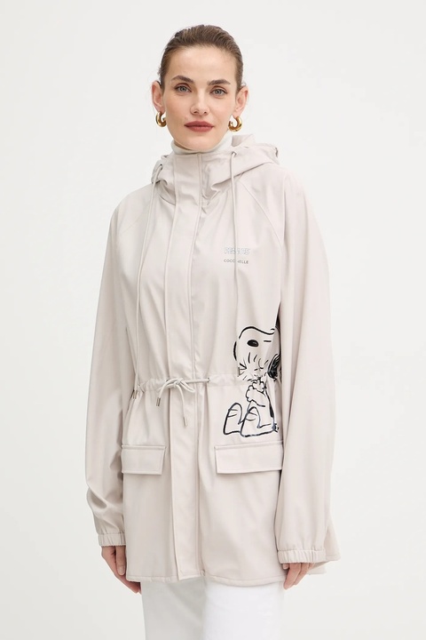 Coccinelle parka przeciwdeszczowa PEANUTS kolor beżowy przejściowa E7.T1E.72.01.01 - zdjęcie produktu nr 1