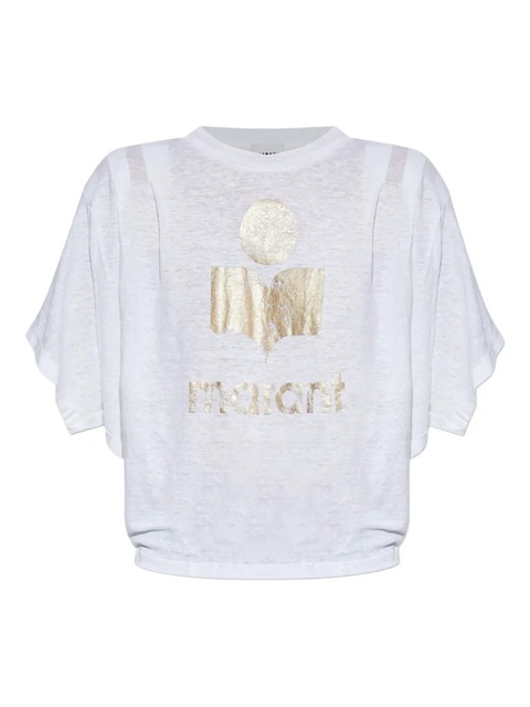 MARANT ÉTOILE logo-print linen T-shirt - White - zdjęcie produktu nr 1