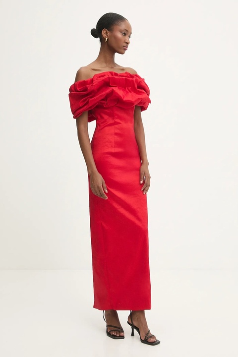 Answear.LAB sukienka kolor czerwony maxi dopasowana - zdjęcie produktu nr 1