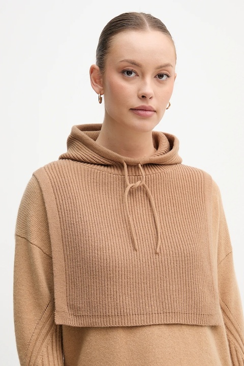 United Colors of Benetton kaptur kolor brązowy 6SCQDU01T - zdjęcie produktu nr 2