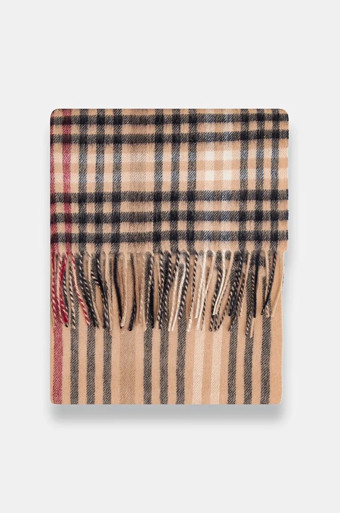 Barbour szalik wełniany kolor brązowy wzorzysty LSC0482 - zdjęcie produktu nr 2