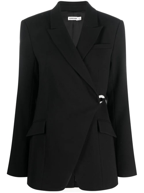 Simkhai Eva crossover-neck clasp-fastening blazer - Black - zdjęcie produktu nr 1