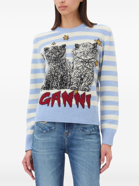 GANNI embroidered long sleeve jumper - Blue - zdjęcie produktu nr 2