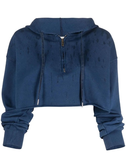 Golden Goose paint splatter-effect cropped hoodie - Blue - zdjęcie produktu nr 1