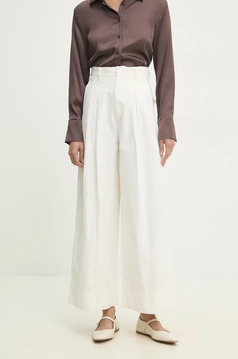 Answear.LAB spodnie bawełniane damskie kolor biały szerokie high waist - zdjęcie produktu nr 1
