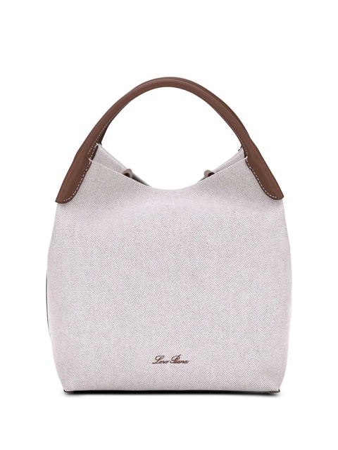 Loro Piana Bale leather-trimmed fabric tote bag - Grey - zdjęcie produktu nr 1