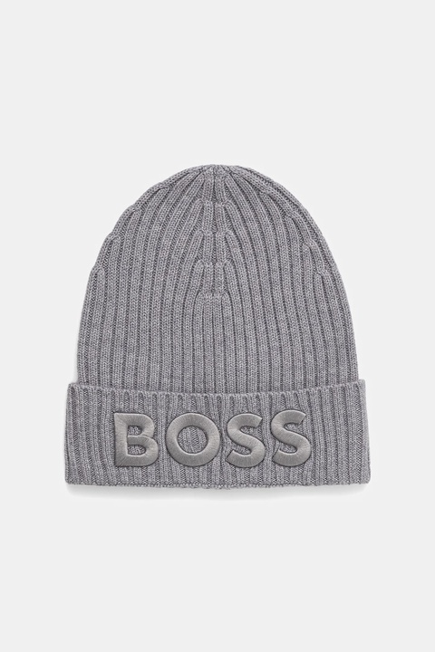 BOSS czapka wełniana kolor szary 50497815 - zdjęcie produktu nr 1