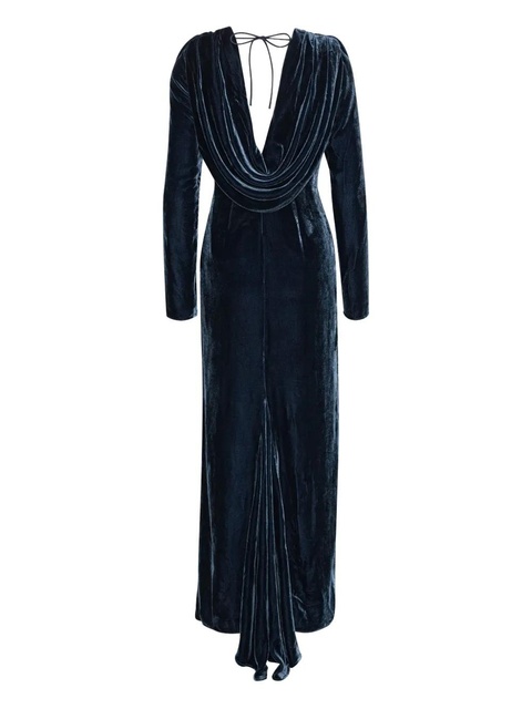 ROTATE BIRGER CHRISTENSEN scoop-neck velvet maxi dress - Blue - zdjęcie produktu nr 1