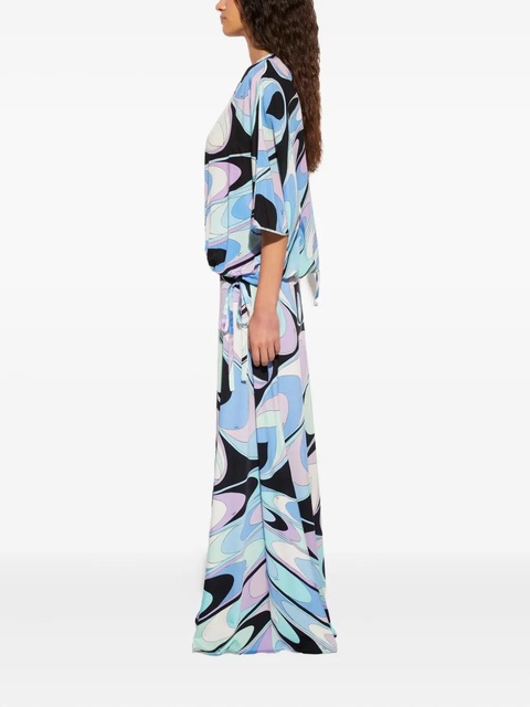 PUCCI onde-print silk top blouse - Blue - zdjęcie produktu nr 2