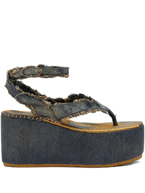 Diesel frayed-edge platform sandals - Blue - zdjęcie produktu nr 1