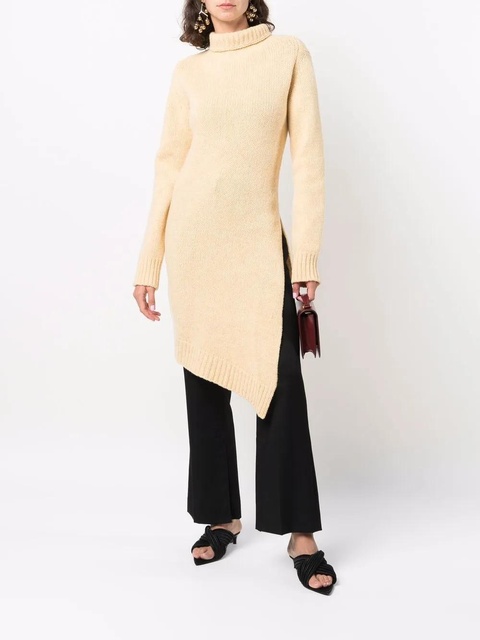 Jil Sander asymmetric-hem roll neck jumper - Yellow - zdjęcie produktu nr 2