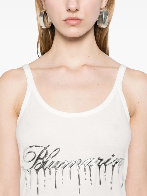 Blumarine dripping-logo tank top - White - zdjęcie produktu nr 2