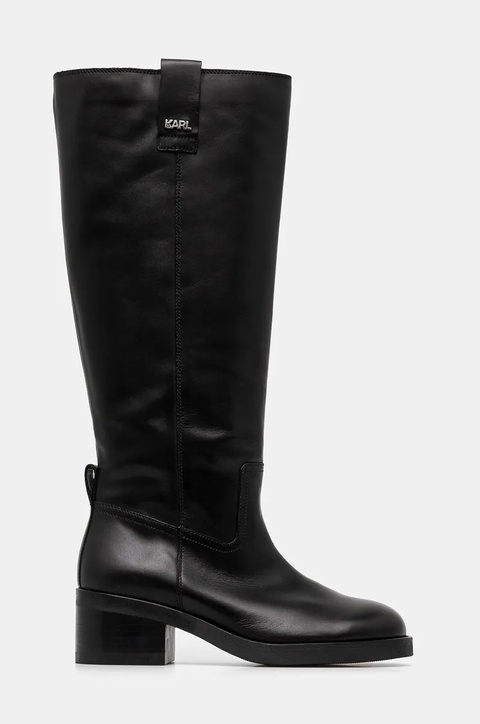 Karl Lagerfeld kozaki skórzane BROOKLYN damskie kolor czarny na słupku KL41790 - zdjęcie produktu nr 1