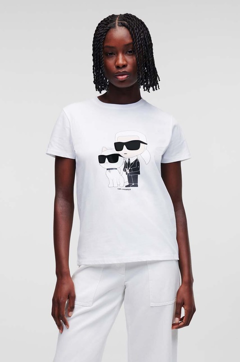 Karl Lagerfeld t-shirt bawełniany kolor biały - zdjęcie produktu nr 1