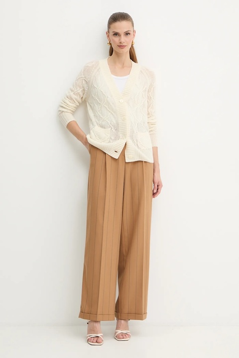 MAX&Co. spodnie damskie kolor brązowy proste high waist 2526136053200 - zdjęcie produktu nr 1