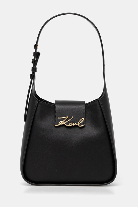 Karl Lagerfeld torebka skórzana K/SIGNATURE kolor czarny A1W30434 - zdjęcie produktu nr 1
