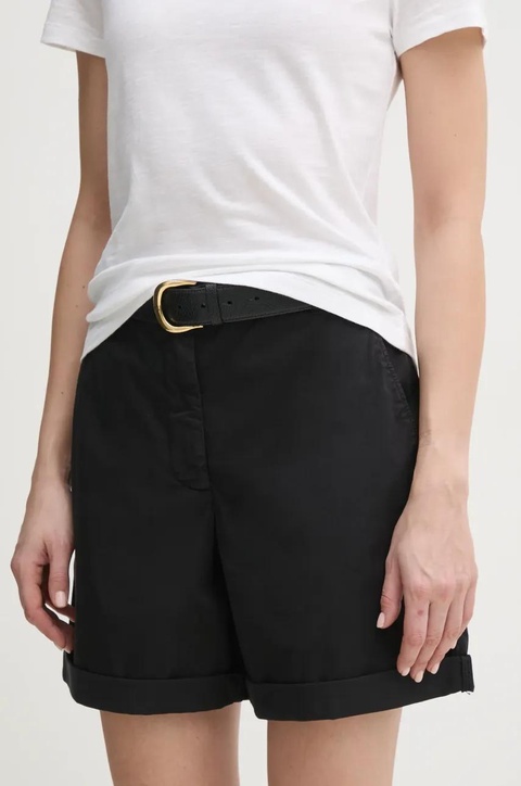 Tommy Hilfiger szorty damskie kolor czarny gładkie high waist WW0WW42457 - zdjęcie produktu nr 1