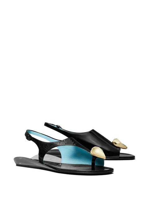 Tory Burch Patos stone-embellished leather sandals - Black - zdjęcie produktu nr 2