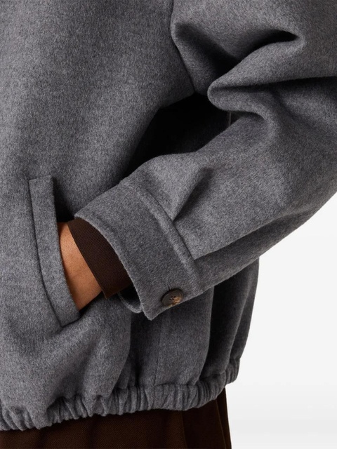 Miu Miu embroidered-logo wool jacket - Grey - zdjęcie produktu nr 2