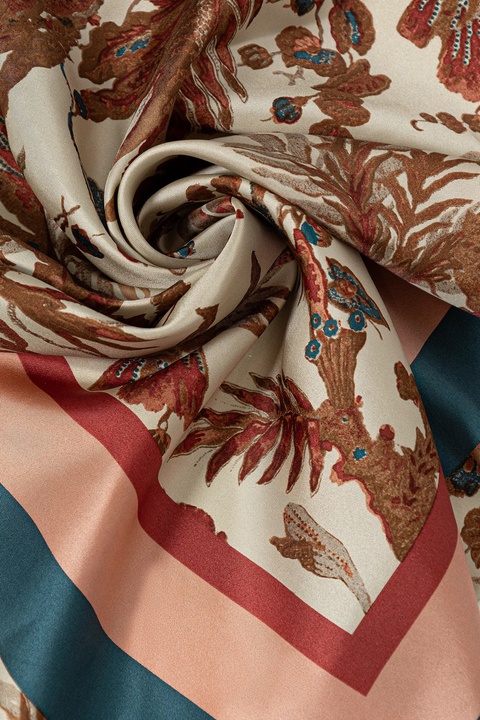 Weekend Max Mara apaszka jedwabna ONESTO damska kolor beżowy wzorzysta 2525546094600 - zdjęcie produktu nr 2