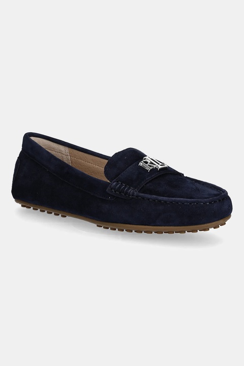 Lauren Ralph Lauren mokasyny zamszowe Barnsbury damskie kolor granatowy na płaskim obcasie 802821629029 - zdjęcie produktu nr 1