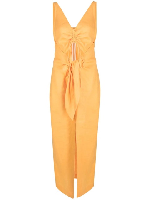 Nanushka draped linen midi dress - Orange - zdjęcie produktu nr 1