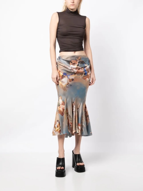 Balmain baroque-print silk midi skirt - Blue - zdjęcie produktu nr 2