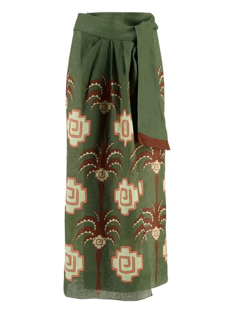 Johanna Ortiz Amazon Echoes linen skirt - Green - zdjęcie produktu nr 1