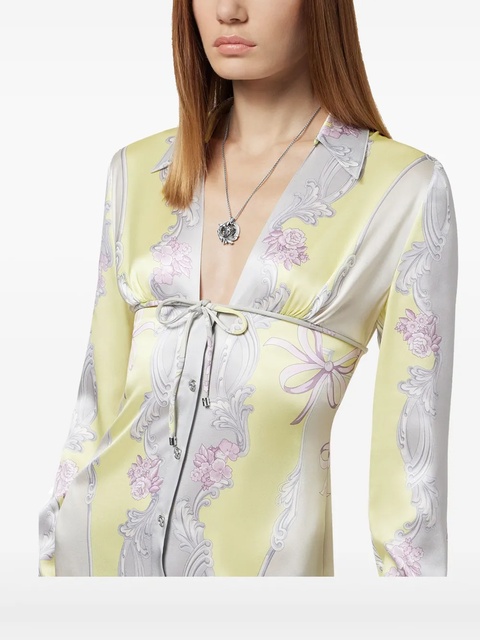 Versace Cameo silk midi shirt dress - Yellow - zdjęcie produktu nr 2
