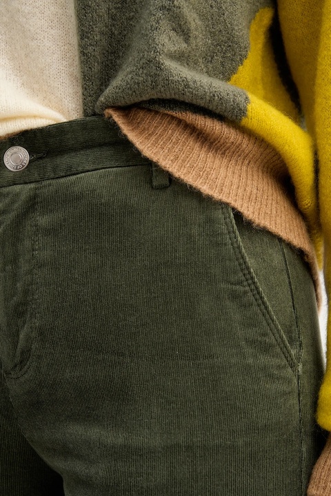 United Colors of Benetton spodnie sztruksowe kolor zielony fason cygaretki high waist 4MIQDF07W - zdjęcie produktu nr 1