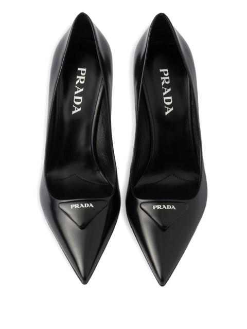 Prada 75mm triangle-logo leather pumps - Black - zdjęcie produktu nr 2