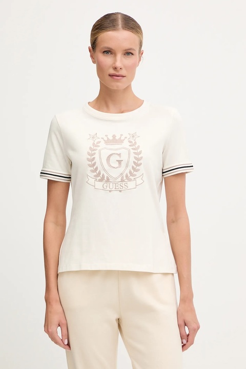 Guess t-shirt MURIEL damski kolor beżowy V5BI08 J1314 - zdjęcie produktu nr 1