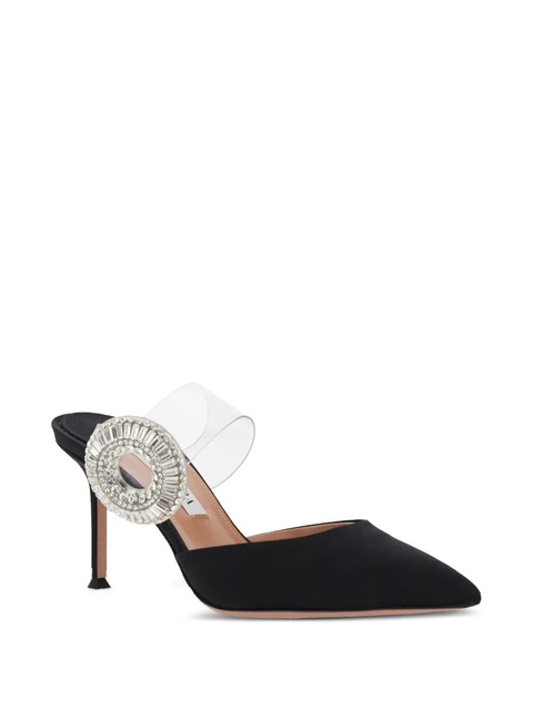 Aquazzura 75mm Crystal Hoop pointed-toe mules - Black - zdjęcie produktu nr 2