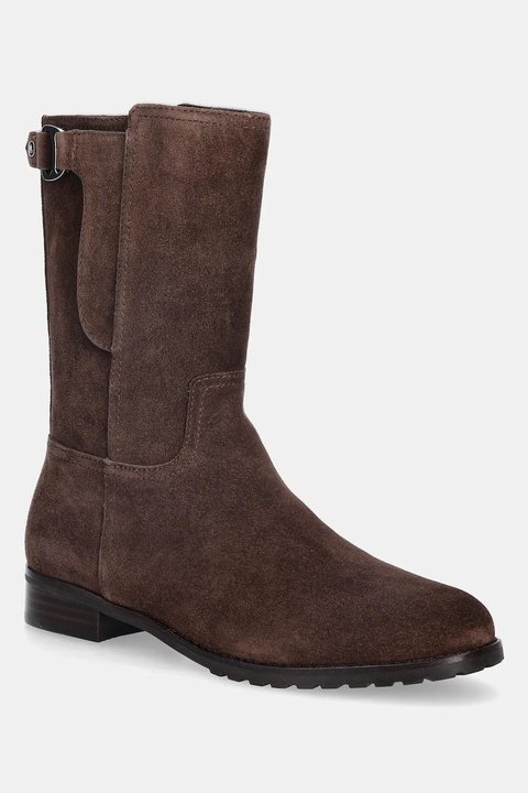Lauren Ralph Lauren botki zamszowe Tasha Mid damskie kolor brązowy na płaskim obcasie 802980070002 - zdjęcie produktu nr 1