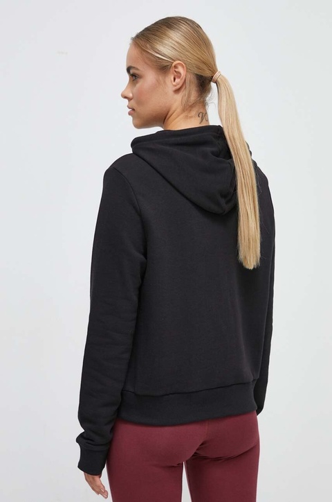Reebok bluza damska kolor czarny z kapturem gładka - zdjęcie produktu nr 2