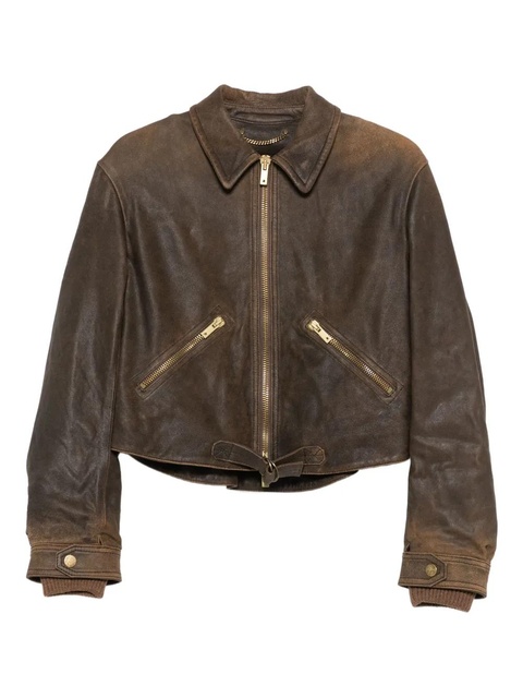 Golden Goose zip-up leather jacket - Brown - zdjęcie produktu nr 1