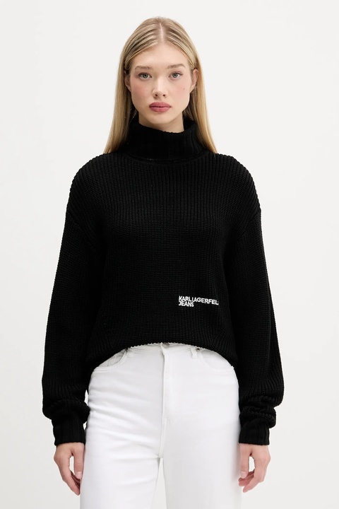 Karl Lagerfeld Jeans sweter z wełną damski kolor czarny z golfem A4W18020 - zdjęcie produktu nr 1